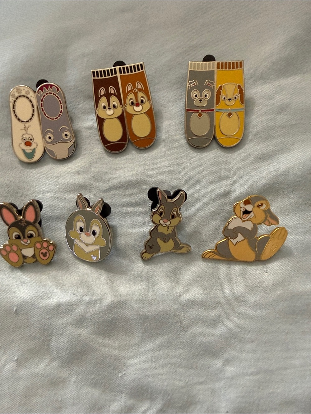 Disney Thumper Trading Pins & Lady & Tramp, Chip & Dale, Olaf Sock Pins